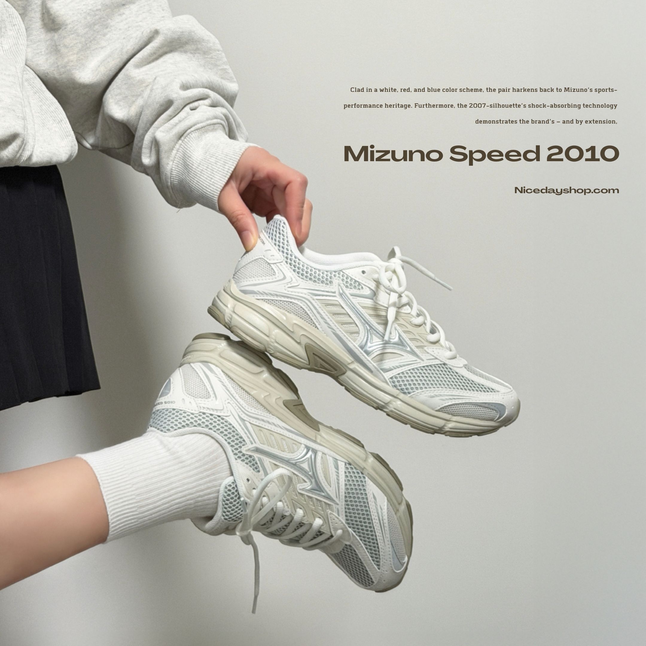 NICEDAY 代購 Mizuno Speed 2010 白 奶油白 牛奶 奶油 米白 米 慢跑 復古 D1GH251713