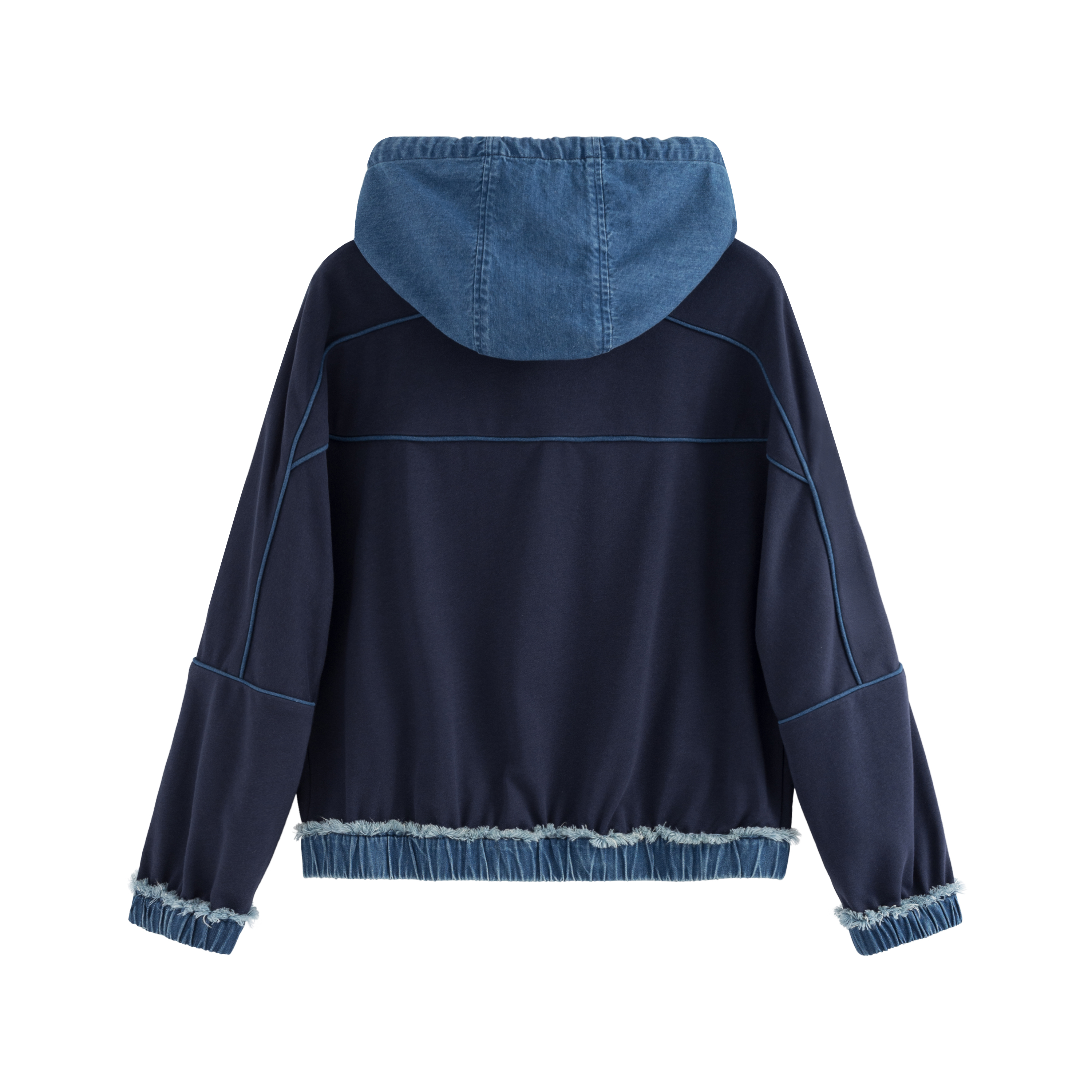 mi-tu抽繩拼接款連帽外套