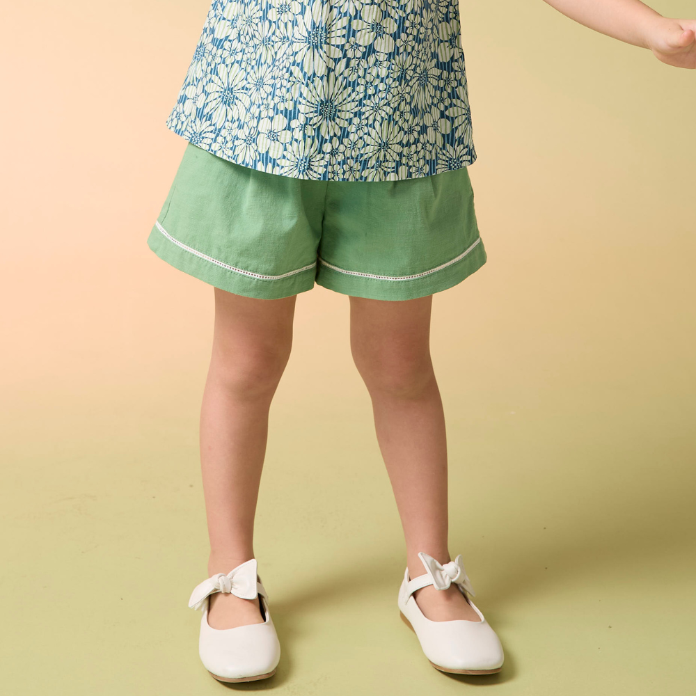 PIPPY百搭優雅鬆緊腰圍棉質褲裙 綠