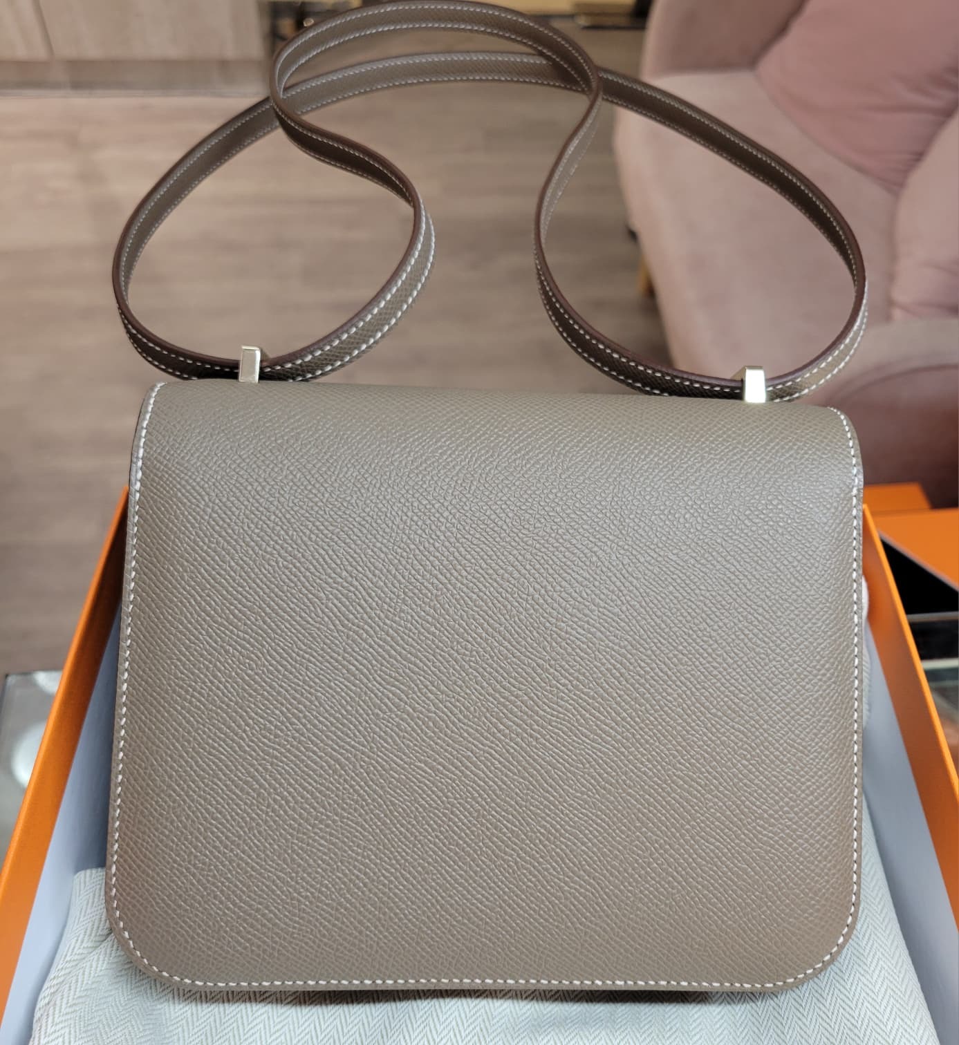 HERMES MINI CONSTANCE ETOUPE CP  大象灰 淡金扣