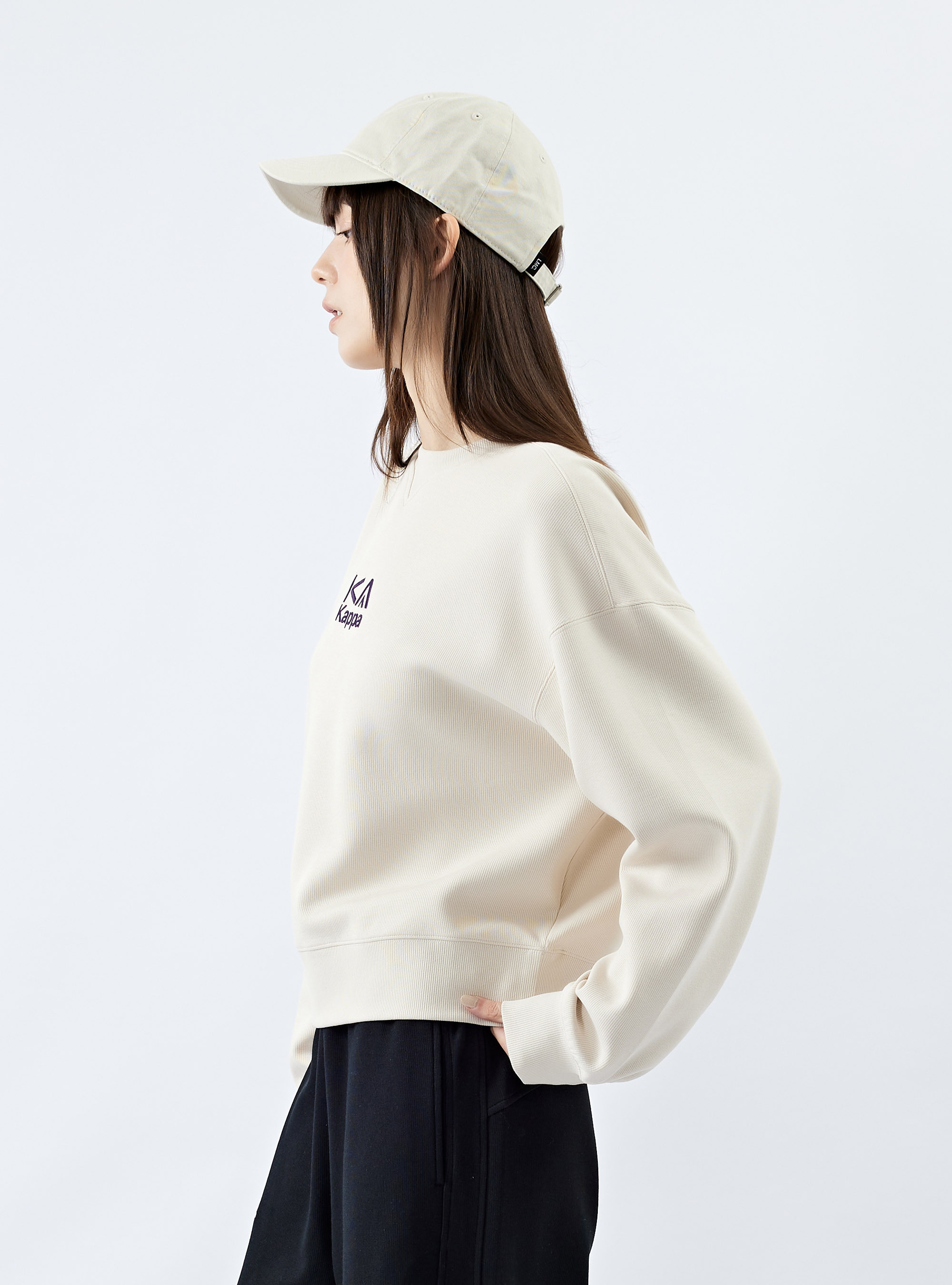 女款 內裡刷絨圓領大學T