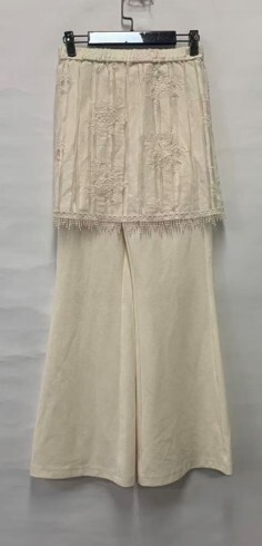 A2 G614128492 - 杏色假兩件短裙拼長褲