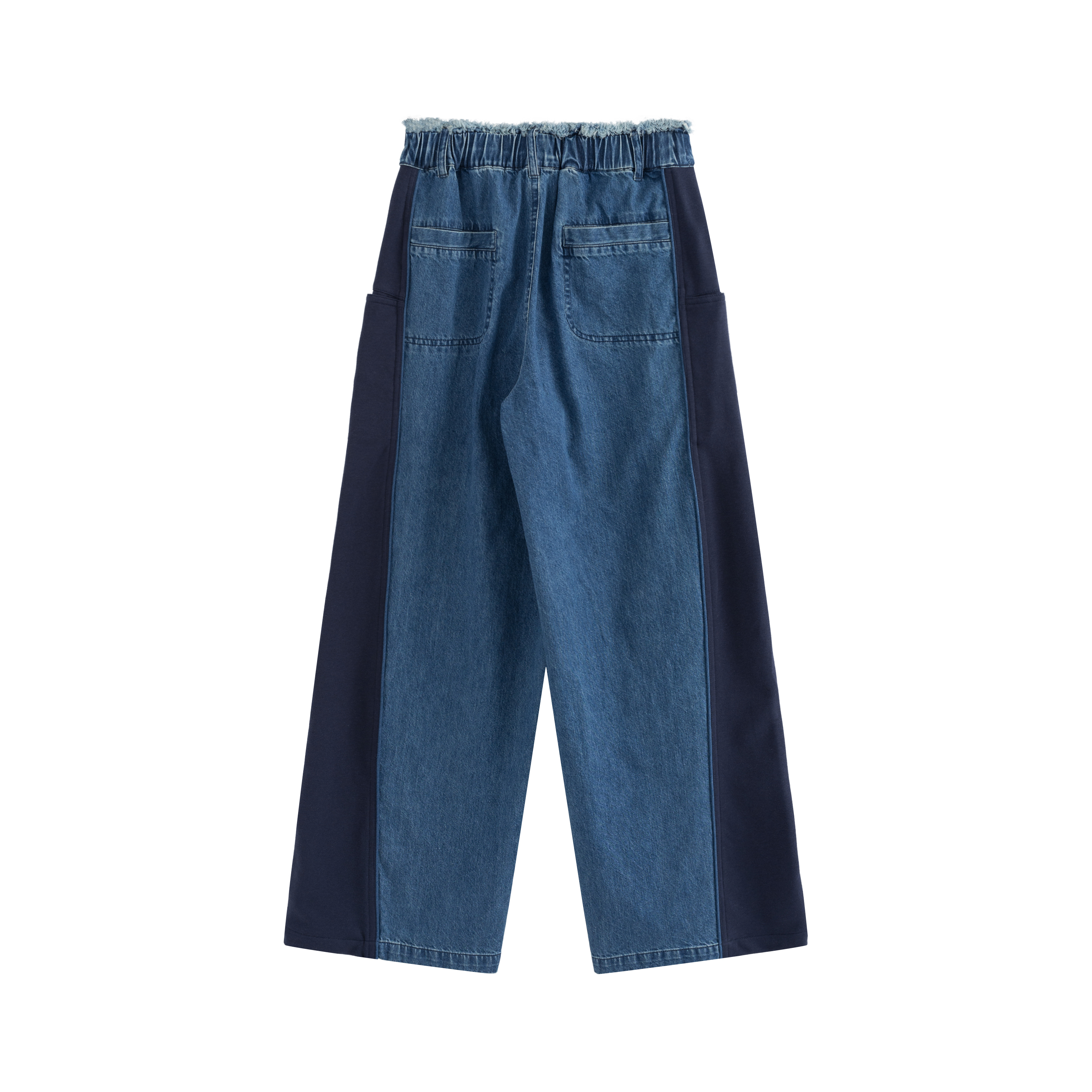 mi-tu 拼接款闊腿牛仔褲