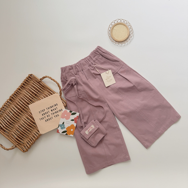 粉色休閒寬褲|含包