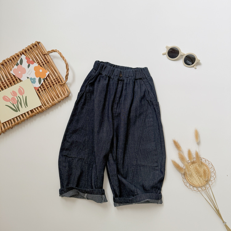 復古風牛仔寬褲