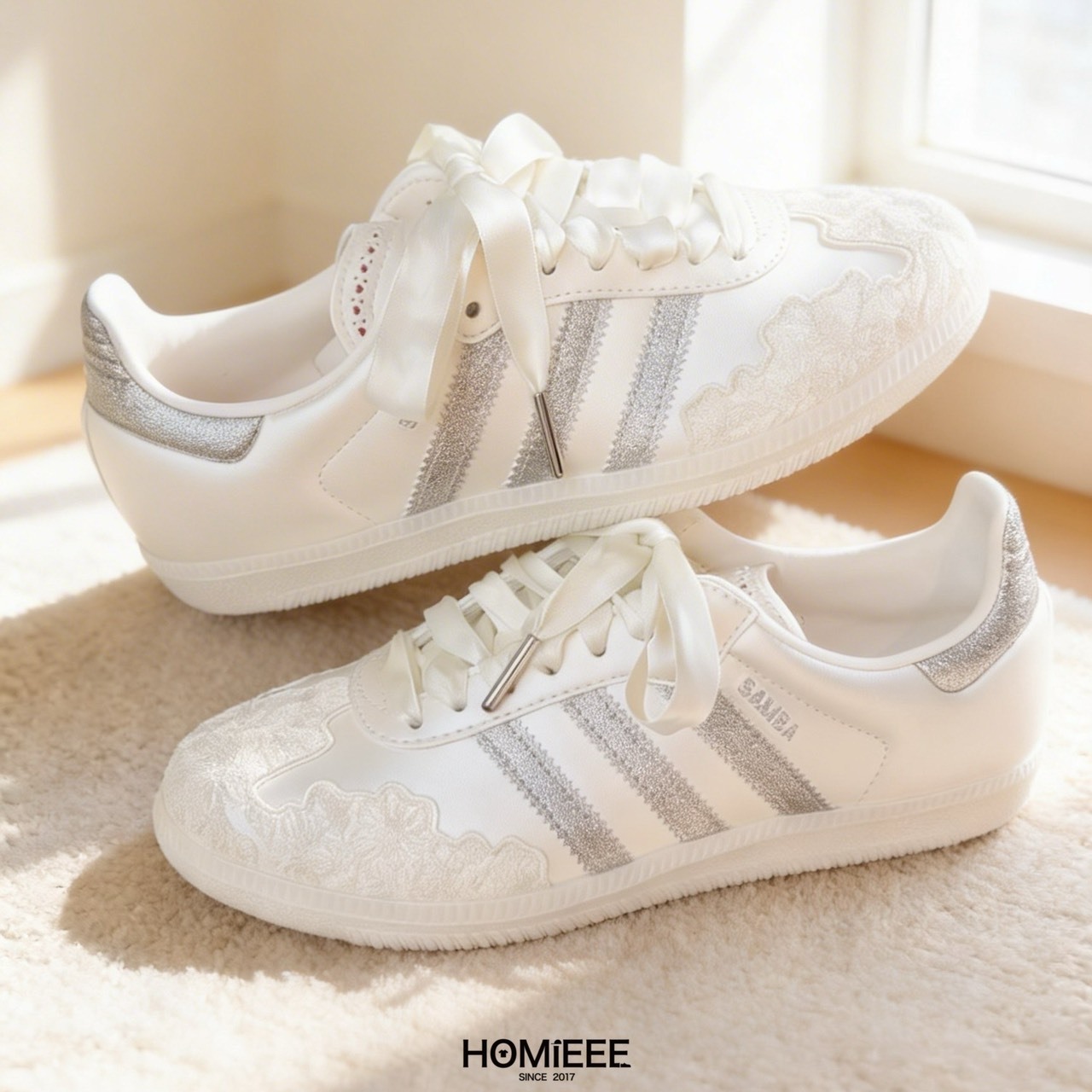 Adidas Samba Valentines Day 蕾絲 緞面 珠光白 女鞋 [HP3658]