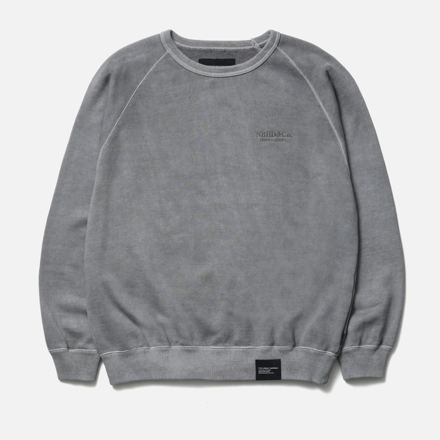 -(B3b02)-NEIGHBORHOOD  PIGMENT DYED SWEAT SHIRT LS 電繡 水洗 大學Ｔ 衛衣 黑色/灰色/藍色- 261FPNH-CSM01