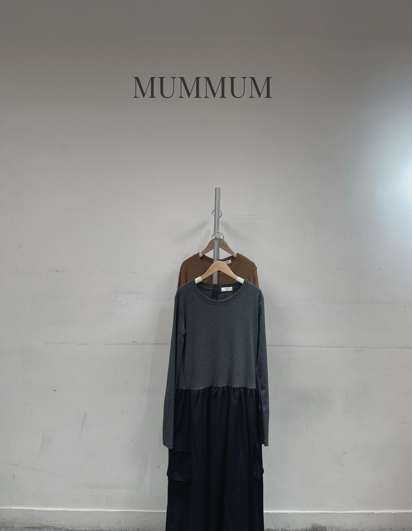 0213154a/拼接拉鏈有袋連身裙 38/38/48