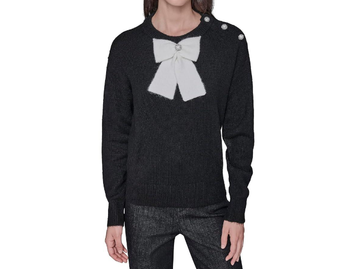[S] KARL LAGERFELD BLACK BOW SWEATER, L5ZSS708-XSF (SKL1588)
