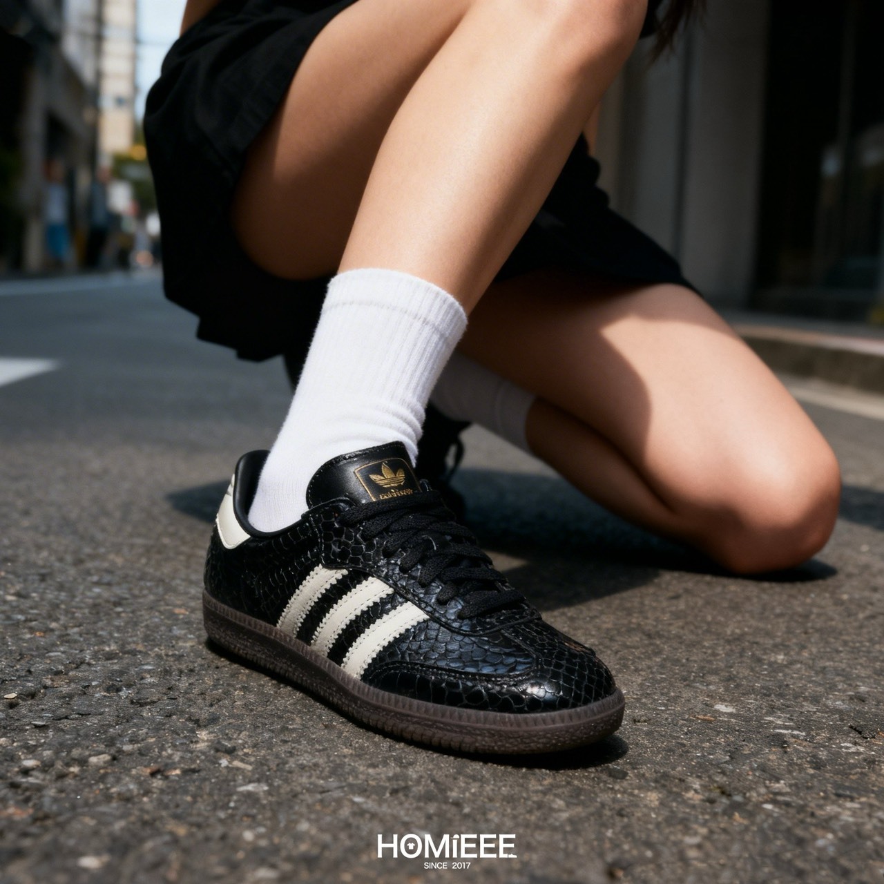 Adidas Samba 德訓鞋 漆皮 蛇紋 黑白色 女鞋 [IH9015]