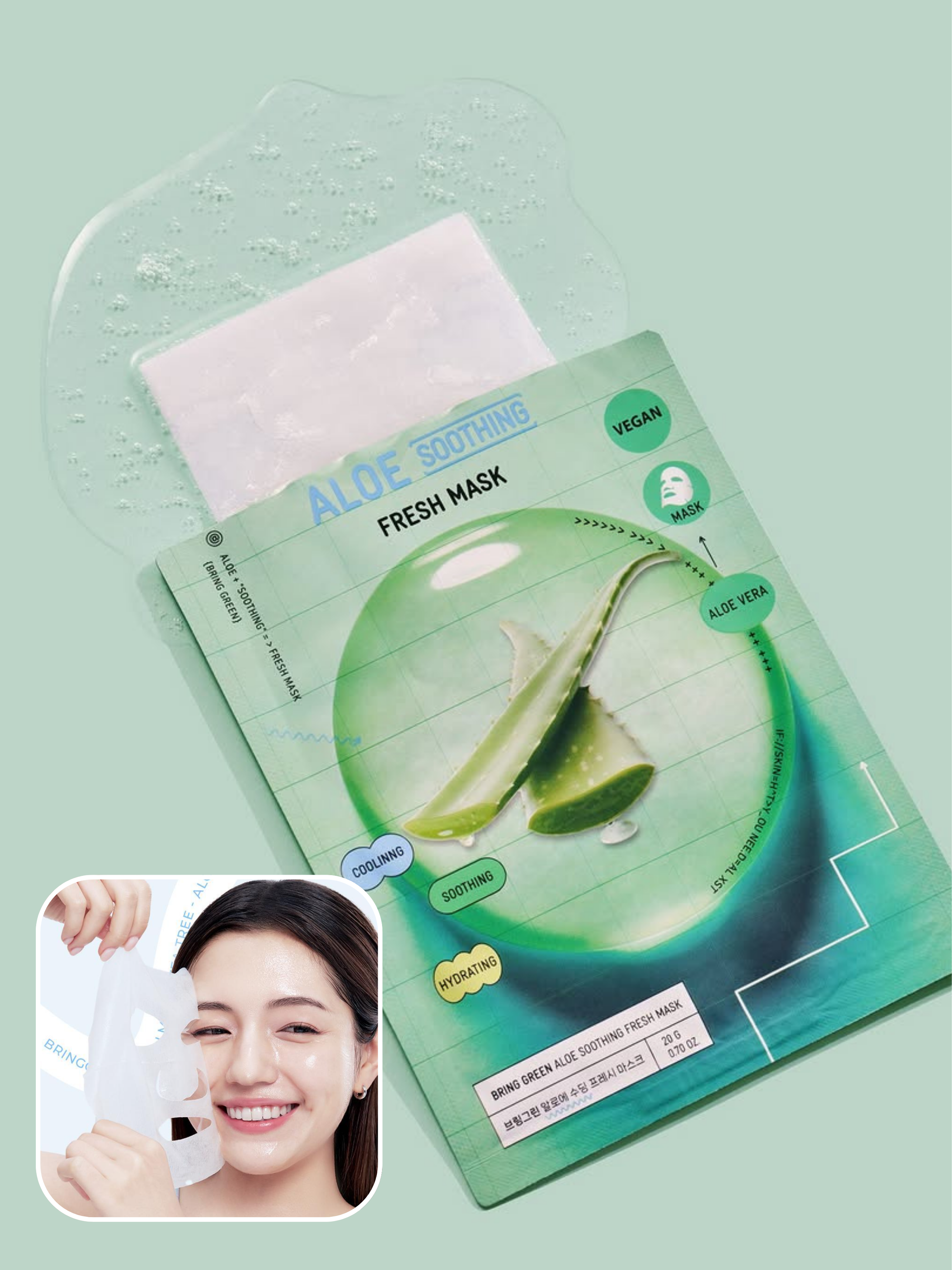 BRING GREEN - 蘆薈薄荷保濕舒敏面膜 10片裝