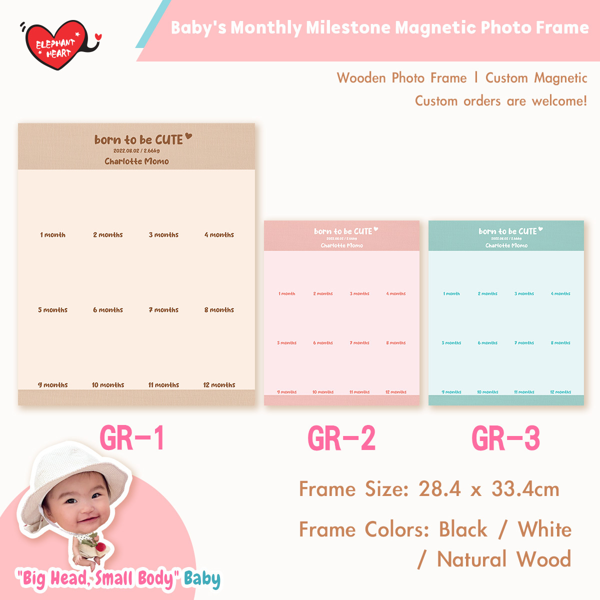 (SG/MY) 客製化月份成長磁石相框