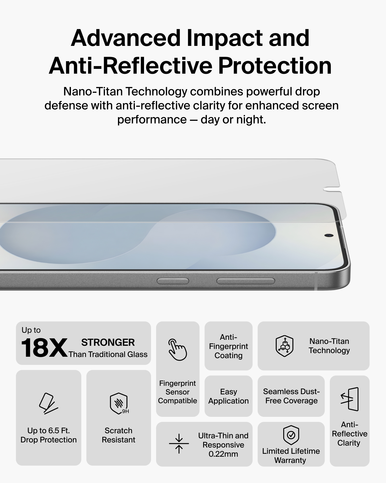 ScreenForce™ Titan SmartShield 防反光螢幕保護貼 (Samsung Galaxy S26 系列)