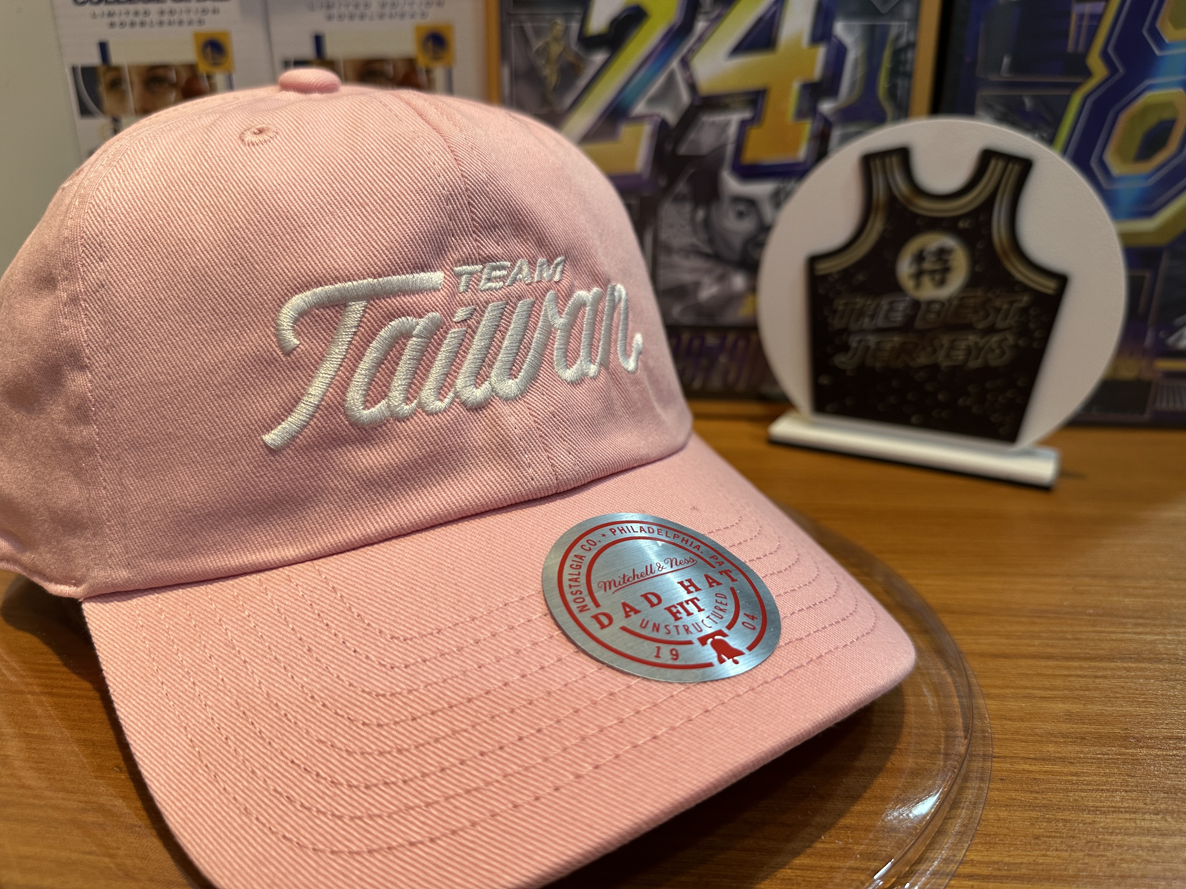 Taiwan帽子 Team Taiwan 台灣 中華隊 粉底白字 電繡 老帽 M&N 可調式 全新