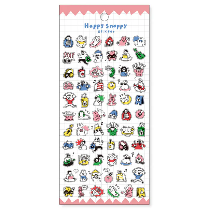 粉底 Happy Snappy 小小的快樂 透明貼紙｜MINDWAVE 日本