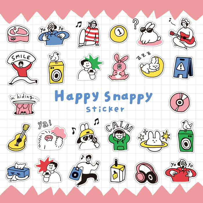 粉底 Happy Snappy 小小的快樂 透明貼紙｜MINDWAVE 日本