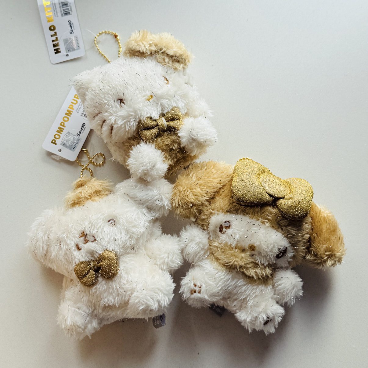 <韓國限定><正版授權>三麗鷗 SANRIO 金色 金蔥 白色 毛絨 吊飾 掛件 共7款