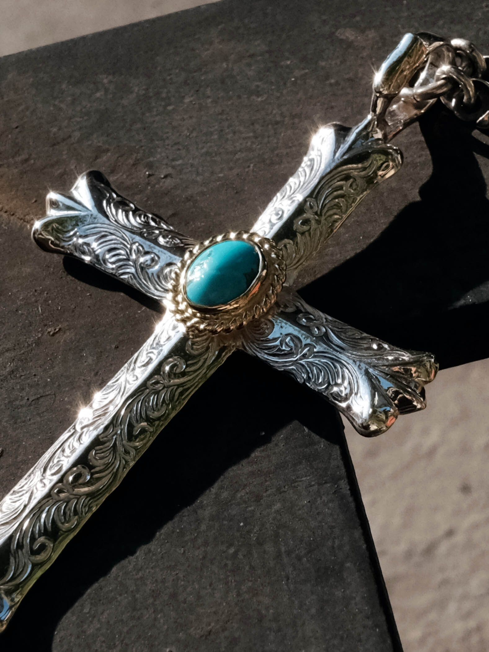 Dear Blossom 金繩松石唐草十字架 1-2210