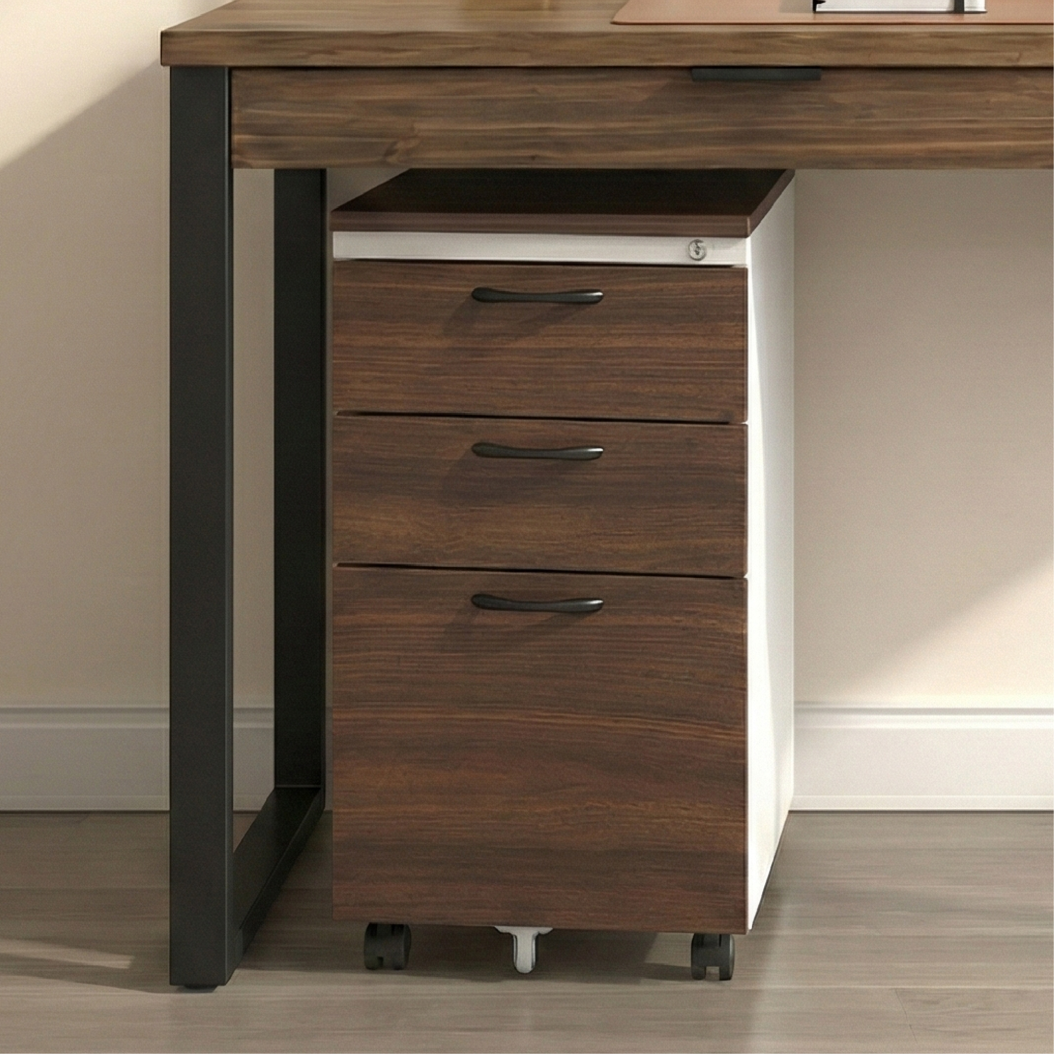 胡桃木紋/深灰活動櫃