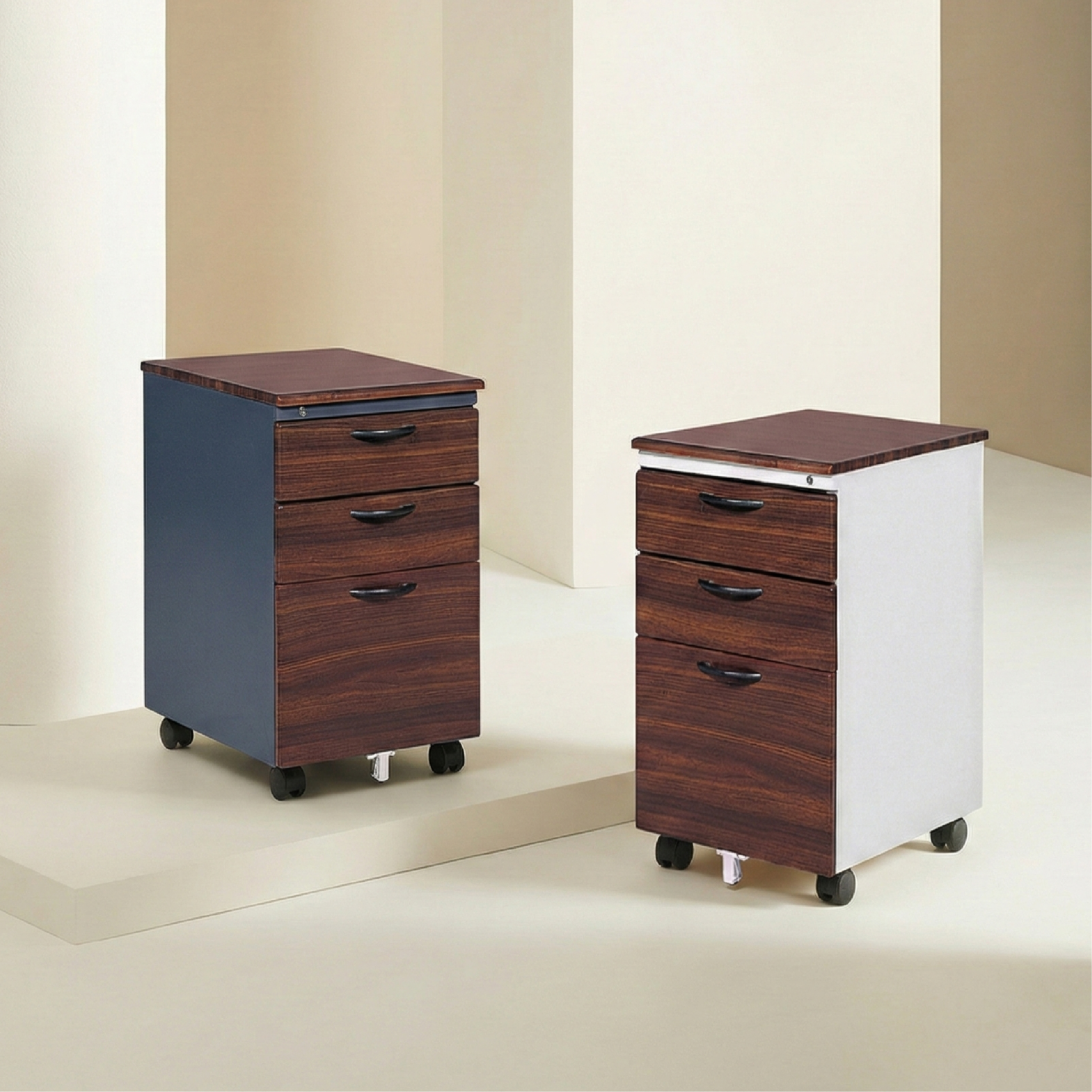 胡桃木紋/深灰活動櫃