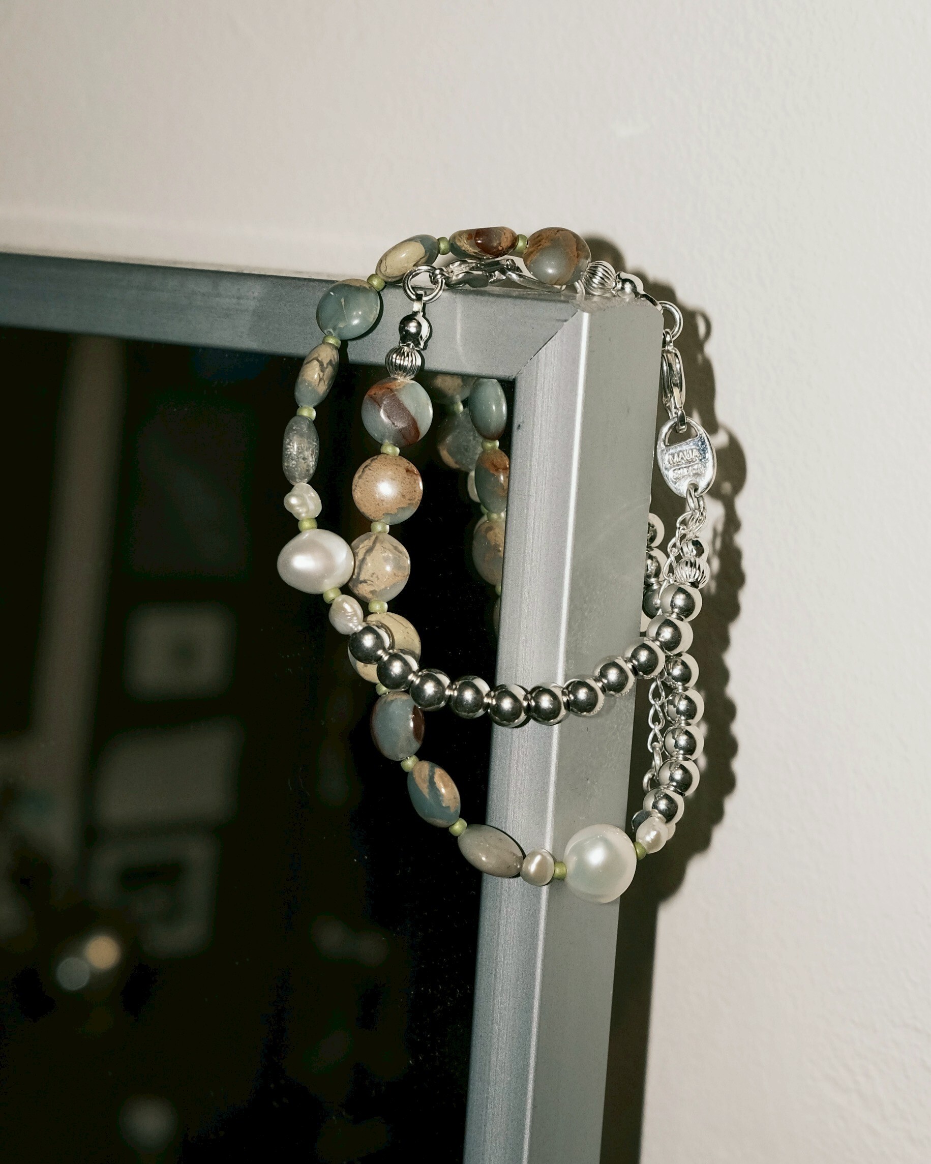 Dear Blossom [特注款] 印象石淡水珍珠銀花手鏈