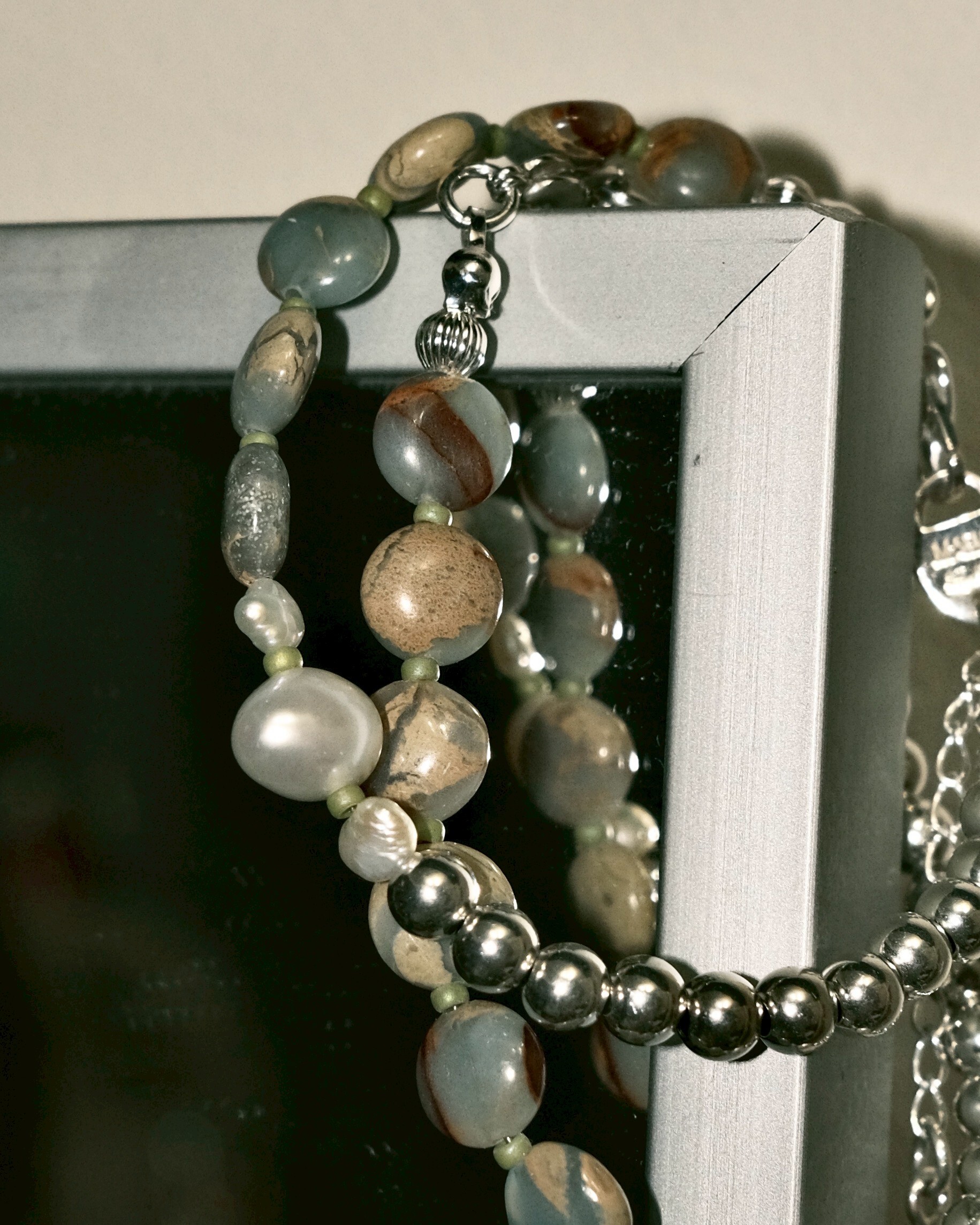 Dear Blossom [特注款] 印象石淡水珍珠銀花手鏈