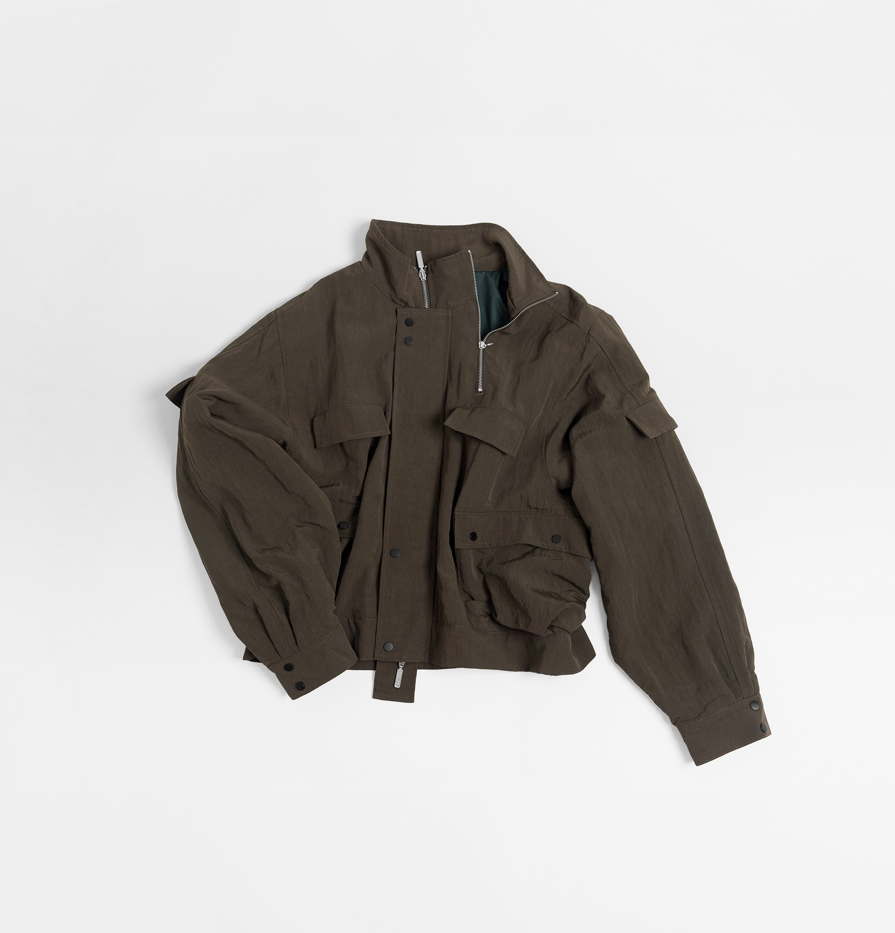 MELSIGN - Zip-up Pocket Short Jacket - Brown
