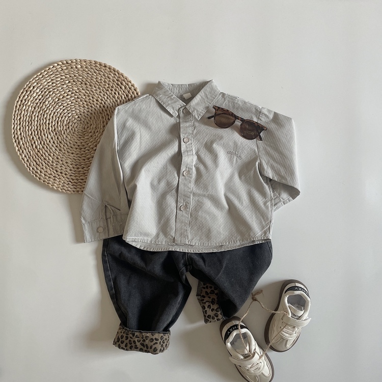 簡約英字長袖襯衫