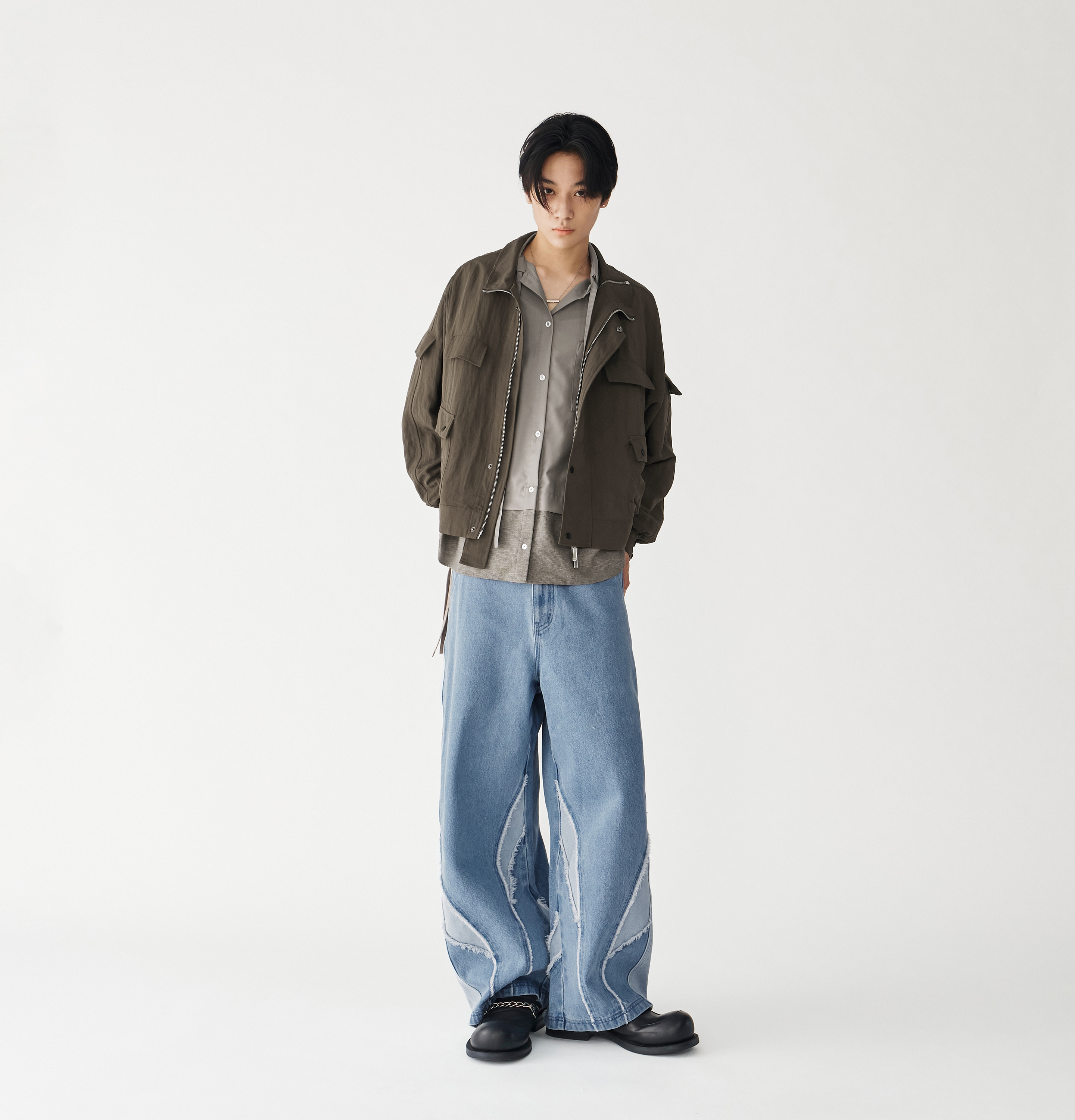 MELSIGN - Zip-up Pocket Short Jacket - Brown