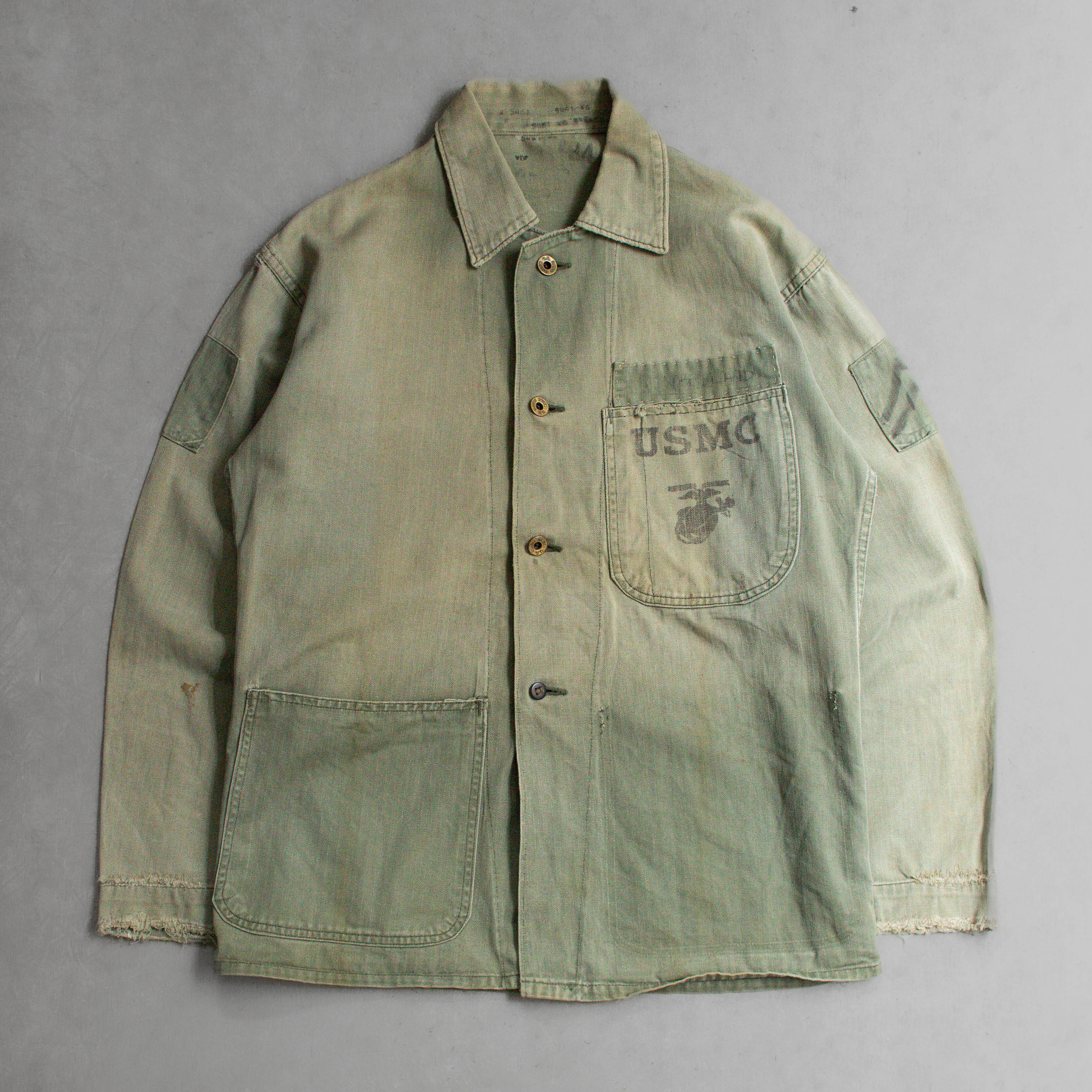 USMC P47 HBT SHIRT 美軍 陸戰隊 軍綠 人字紋 長袖 軍襯衫