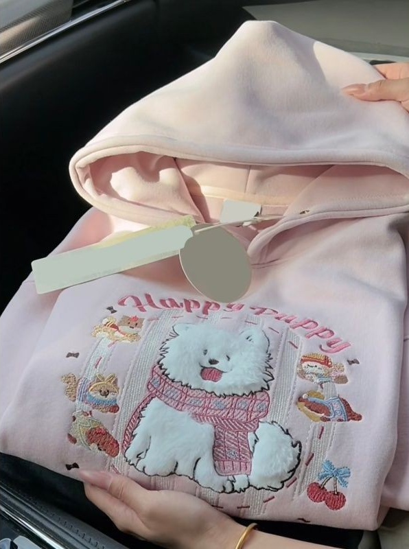 Cartoon Puppy Embroidery Hoodie