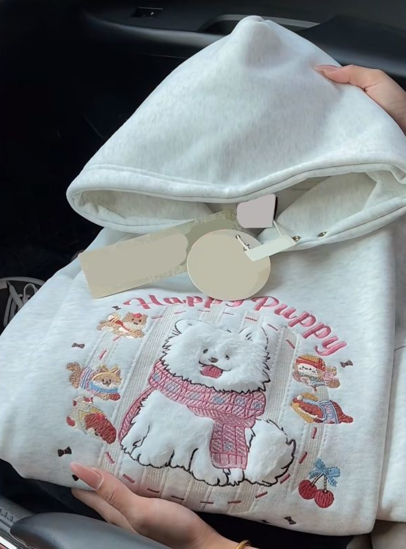 Cartoon Puppy Embroidery Hoodie