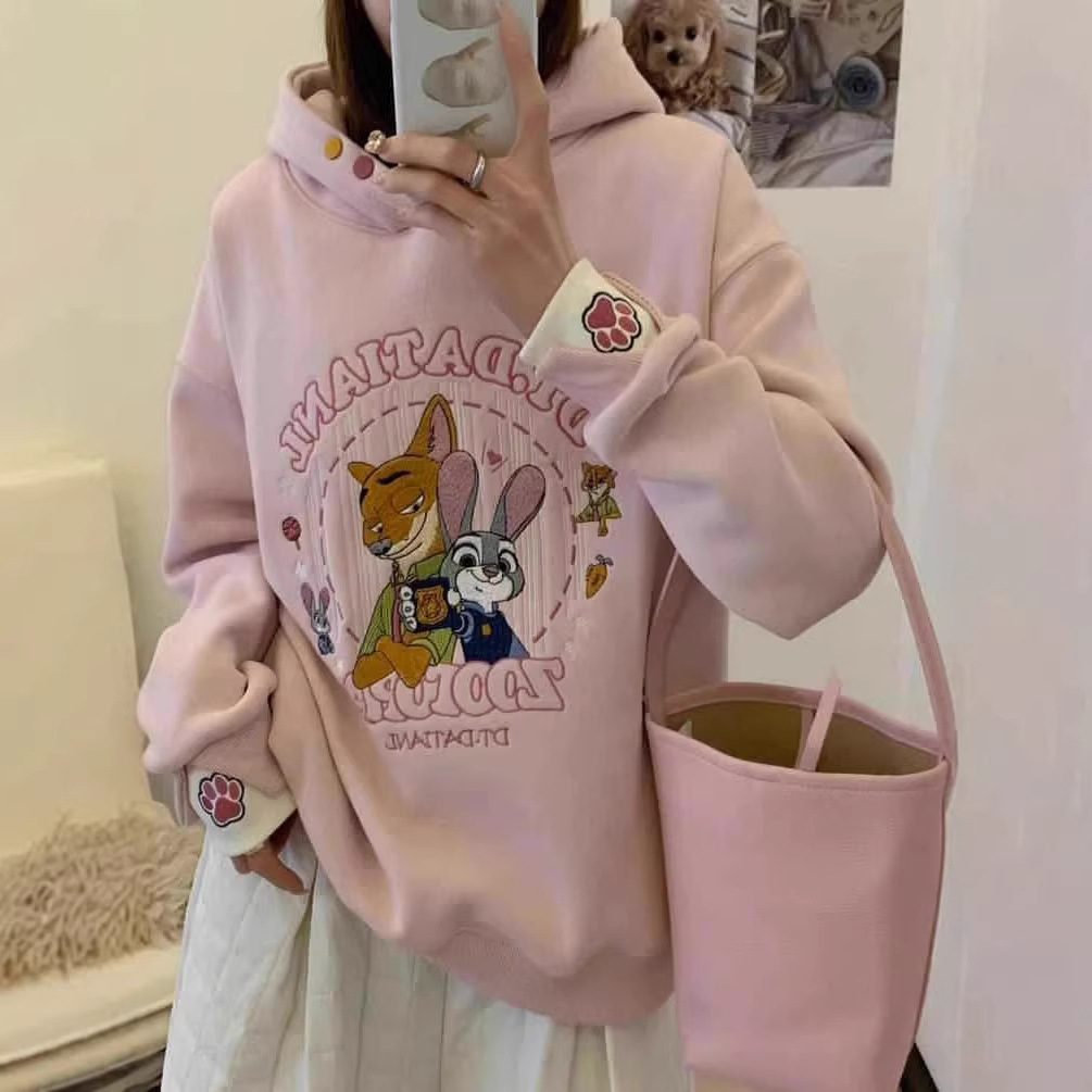 American-Style Cartoon Embroidery Hoodie