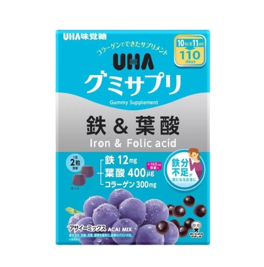 UHA 鐵&葉酸味覺糖 220粒 110天