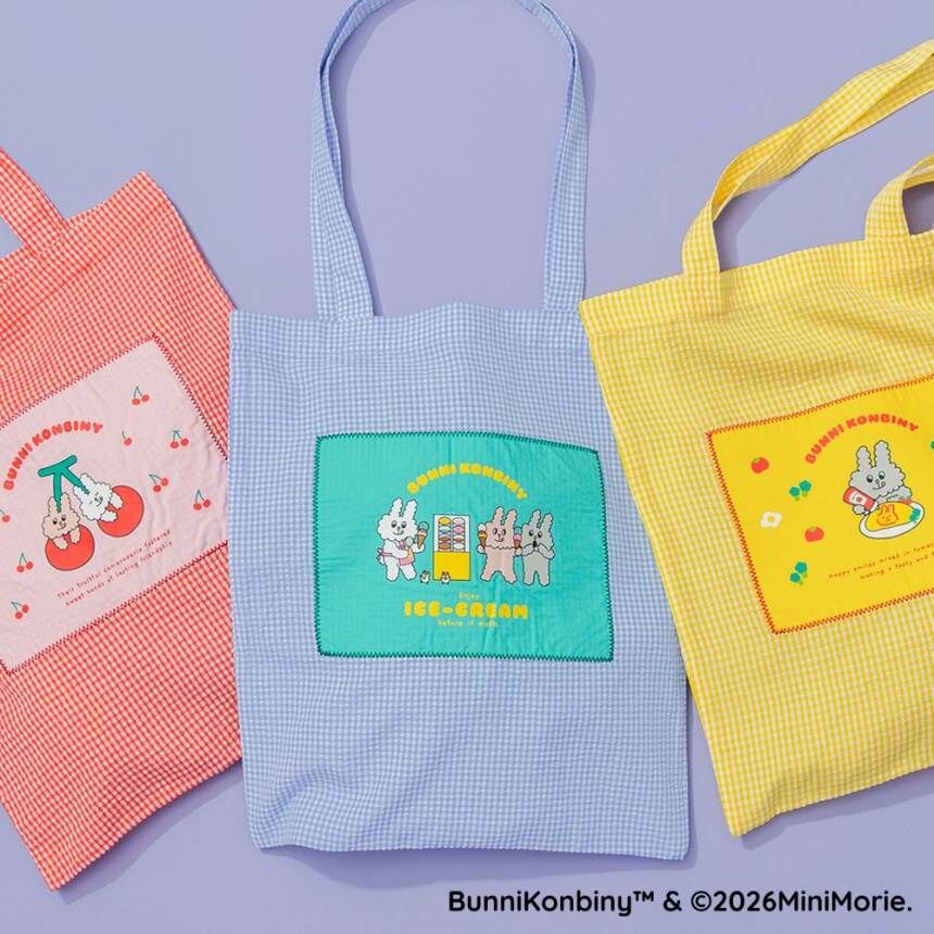 日本 便利店兔 親子格紋托特包 3色