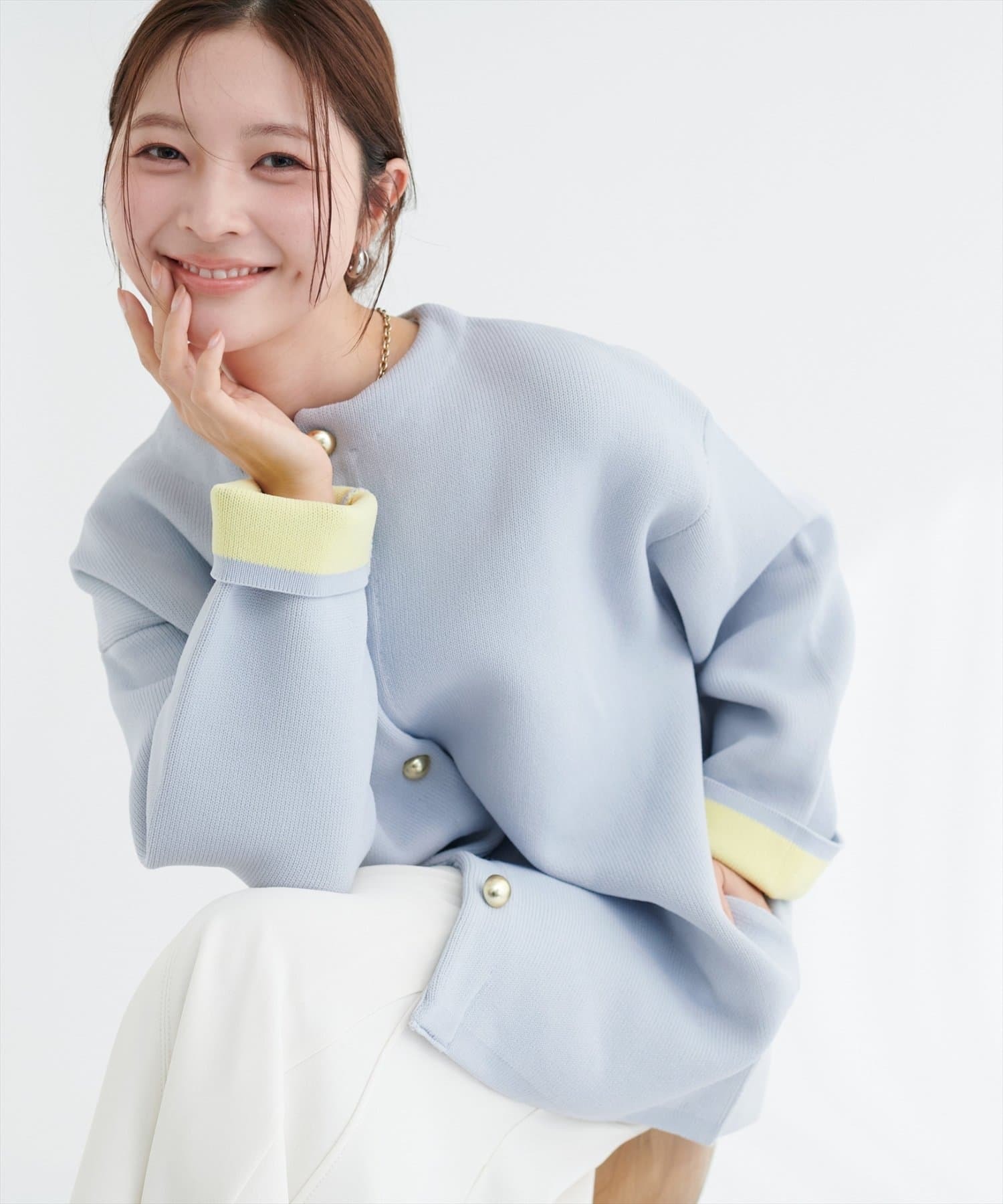 [預購]natural couture撞色雙面針織開襟外套