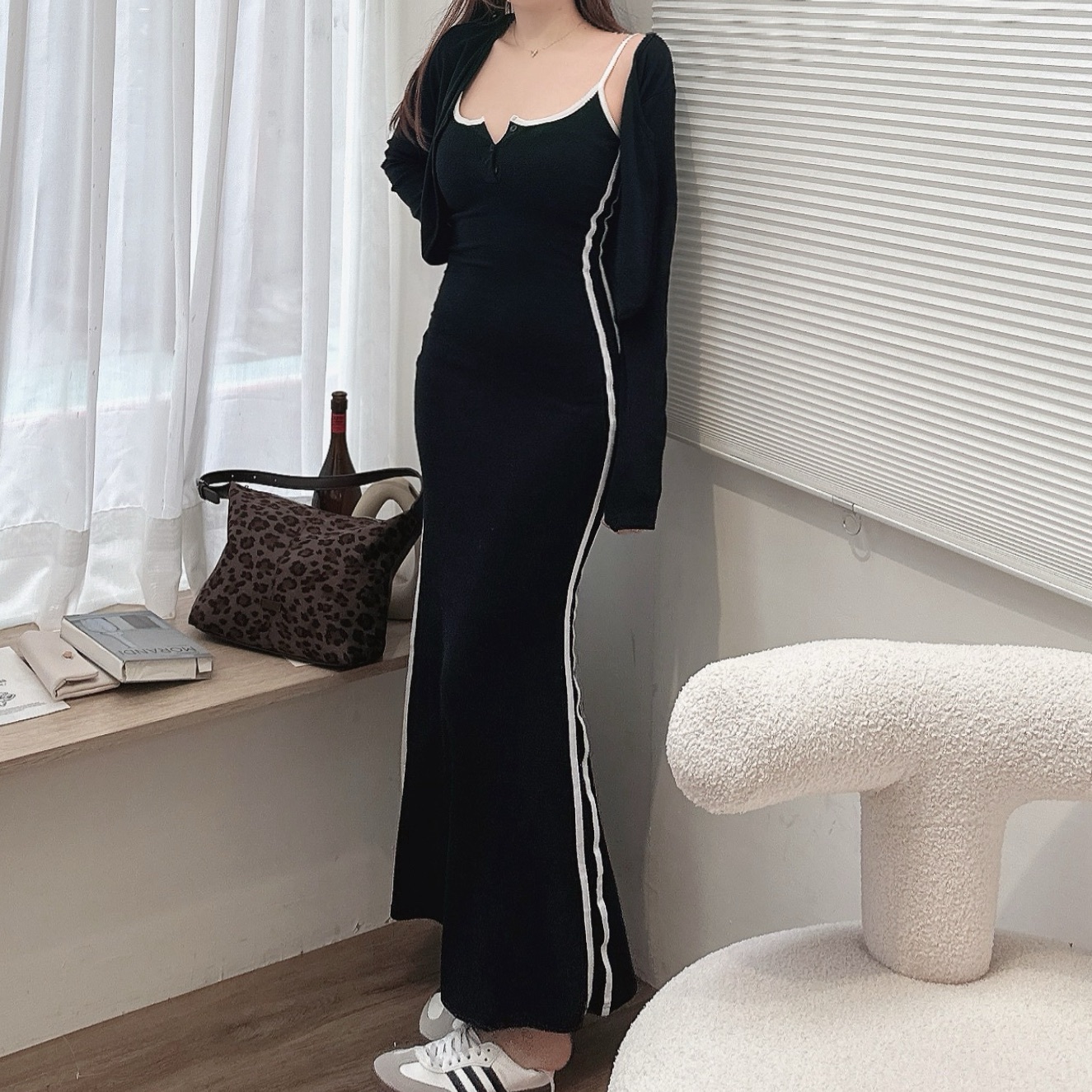 撞色魚尾洋裝+小外套SET/套裝