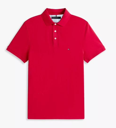[S] TOMMY HILFIGER PRIMARY RED SLIM FIT STRETCH PIQUE POLO, 78JA592-600 (STH1644)