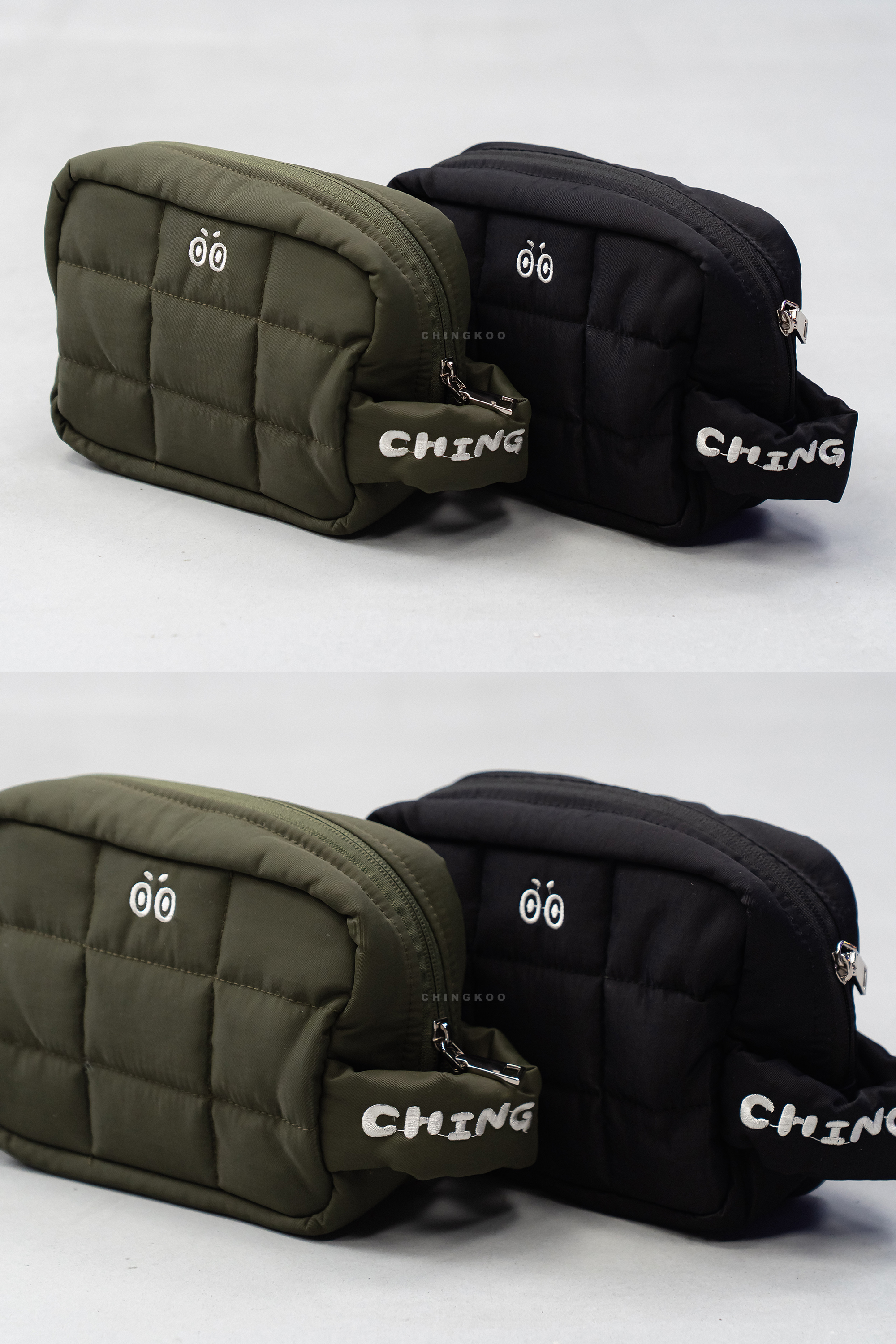 【青古CHINGKOO】刺繡LOGO絎縫防潑水洗漱包 2色