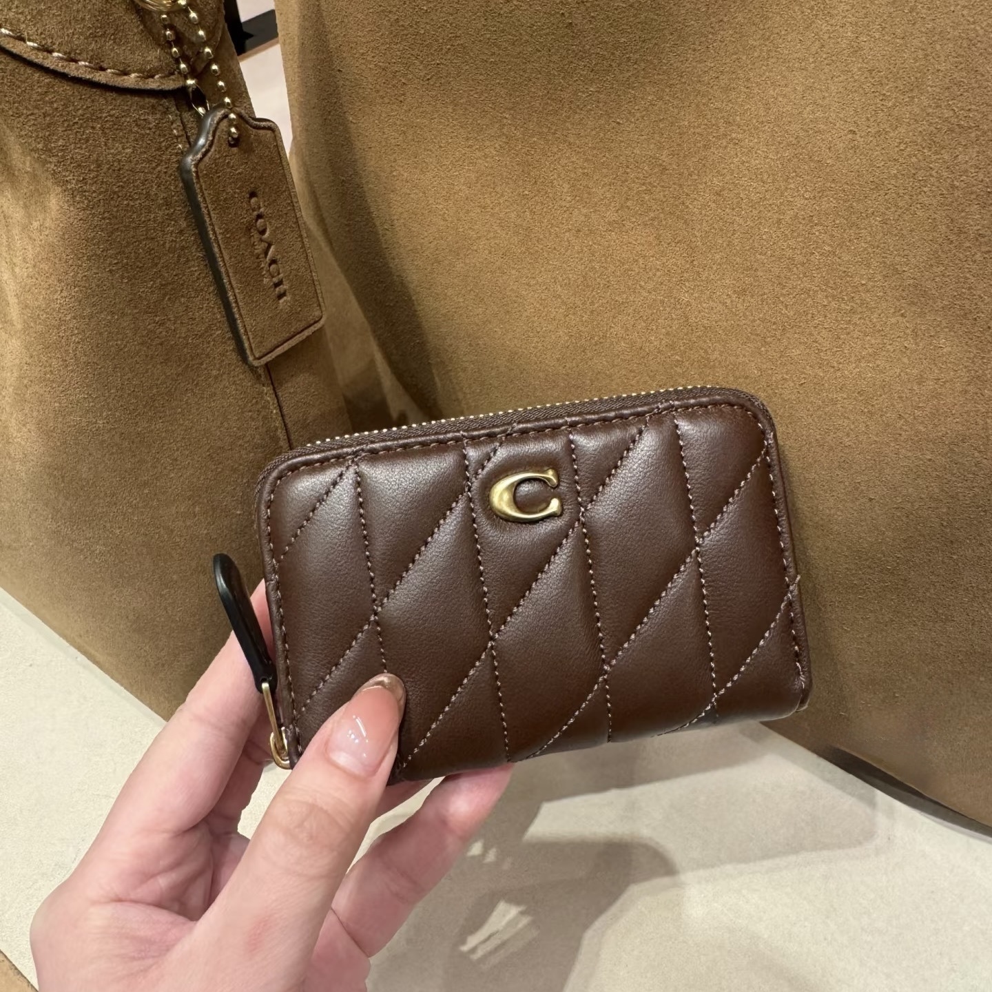 《美國代購》Coach 小羊皮拉鏈零錢卡包