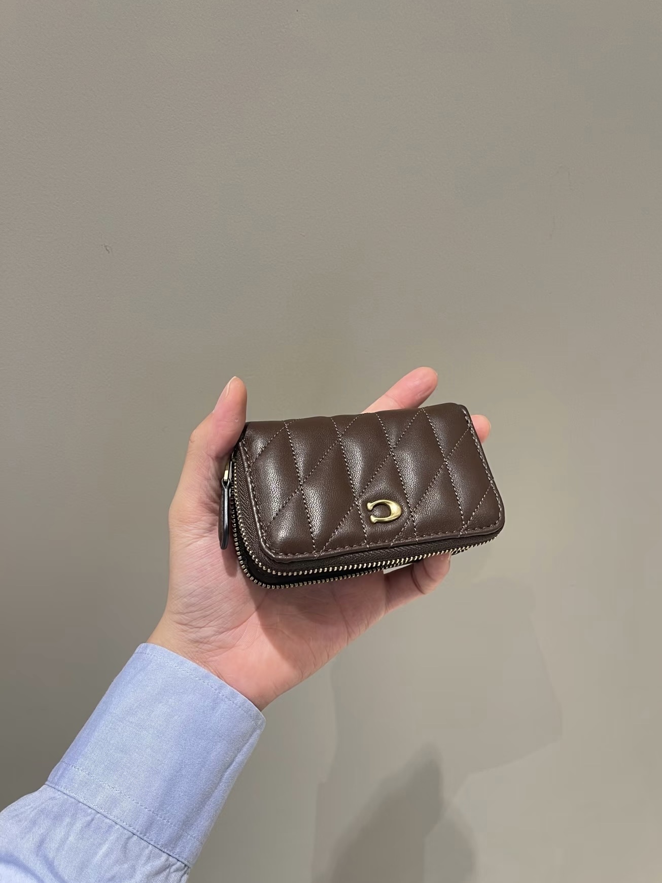 《美國代購》Coach 小羊皮拉鏈零錢卡包