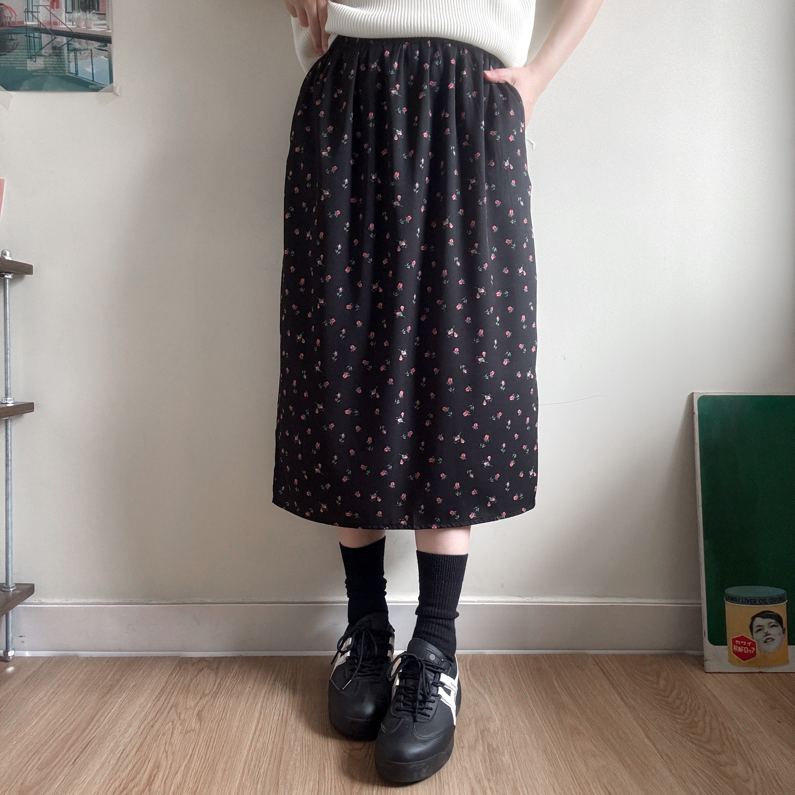 小碎花滑滑雪紡裙