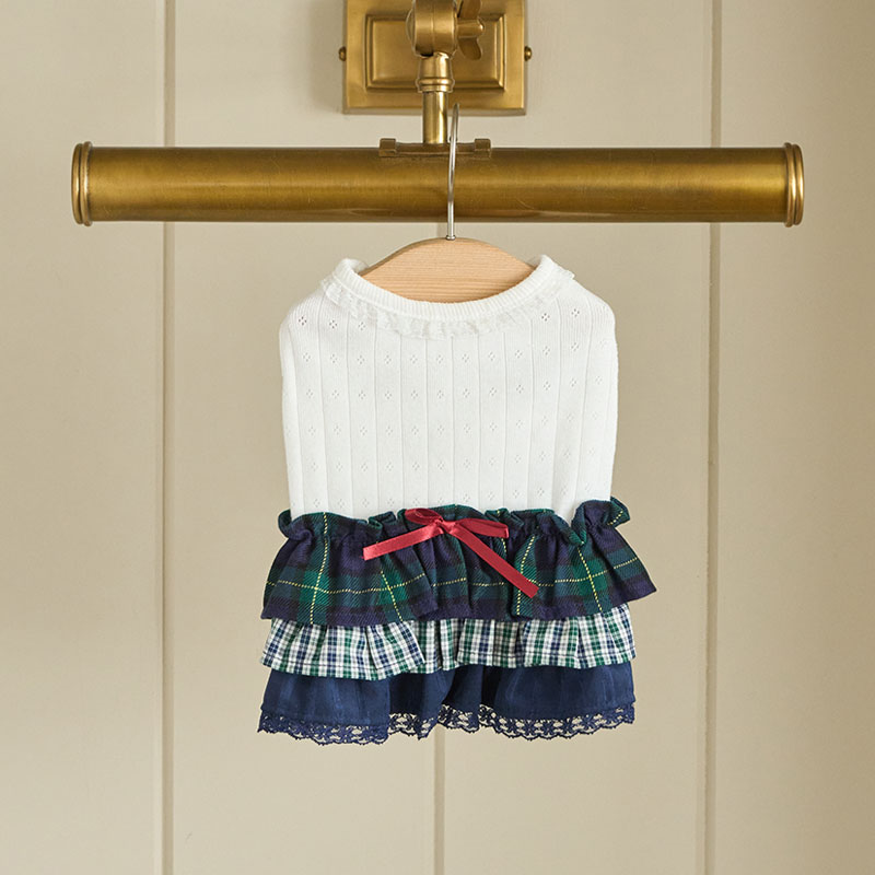 Cancan素雅內搭層裙Navy -學院風 綠格   It’s sunny outside