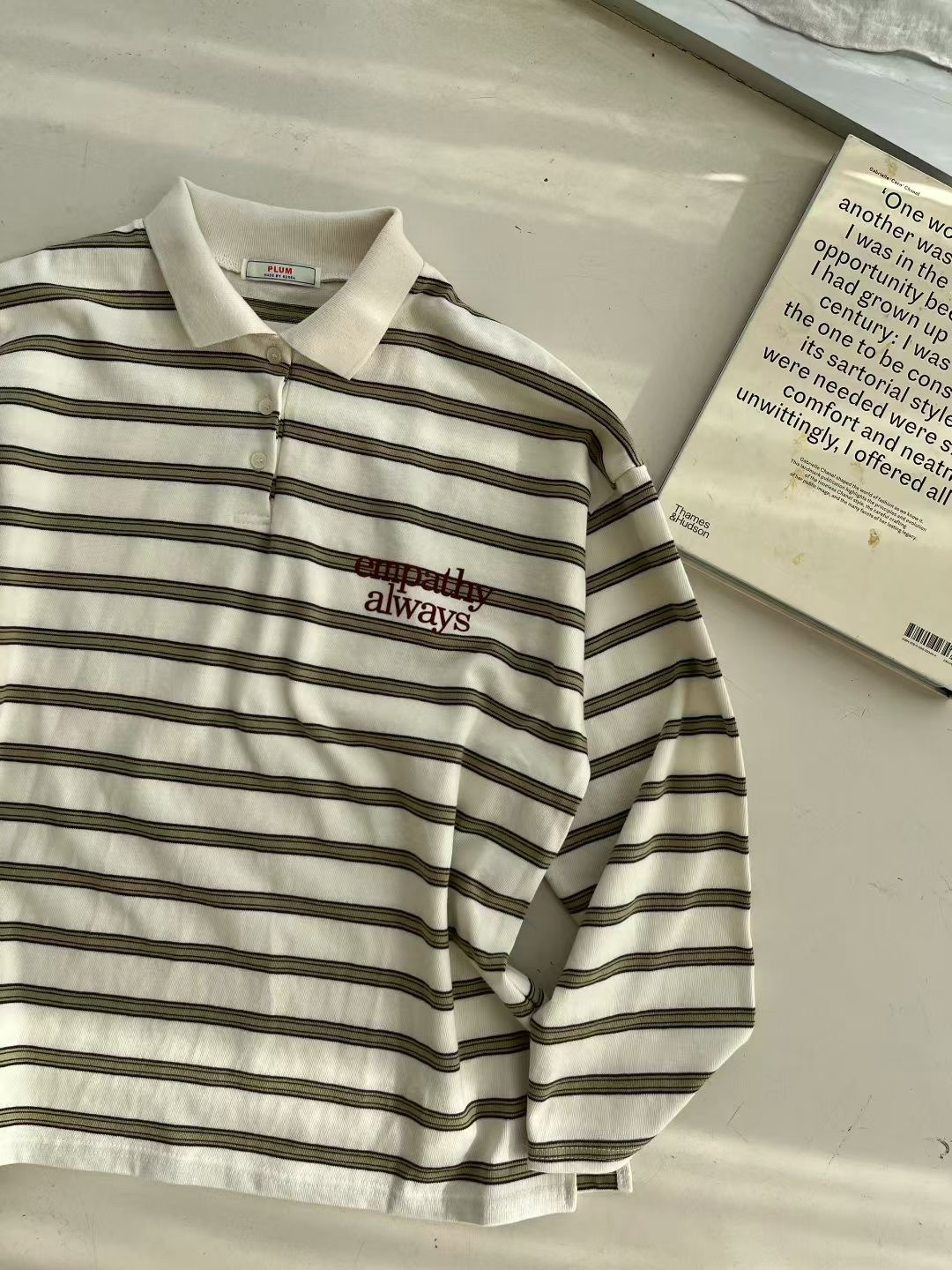 Striped Contrast Collar Tee