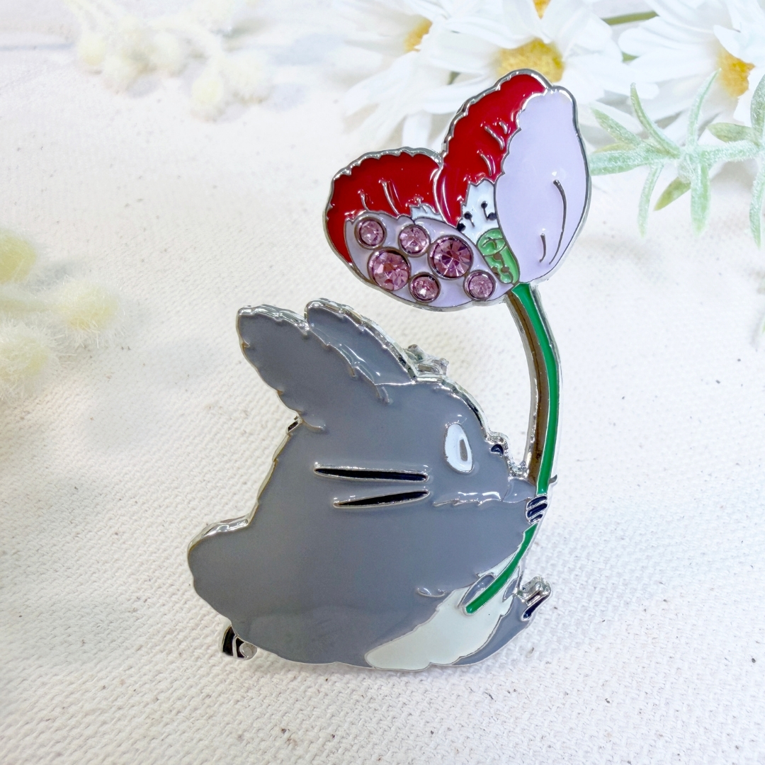 金屬胸針 龍貓 龍貓和花朵