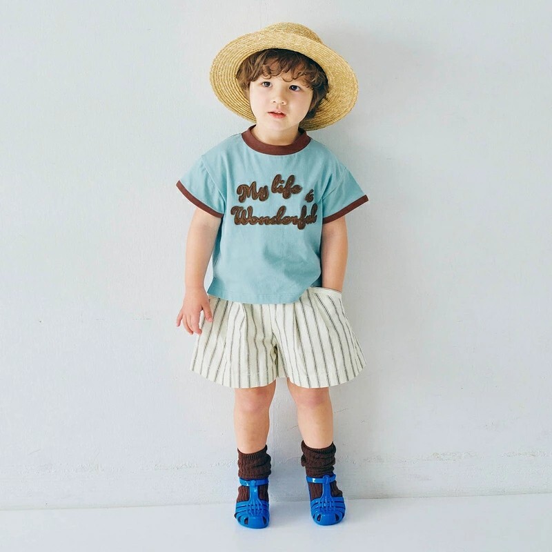 日本🇯🇵p.premier 毛氈LOGO滾邊短袖上衣(90-140)