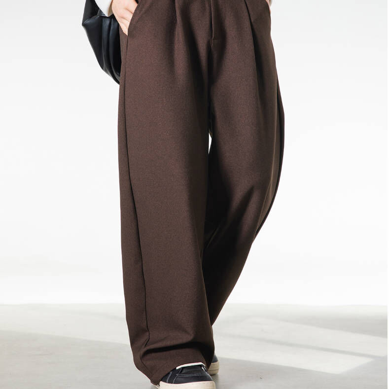 特殊設計復古老錢風垂感立體打褶西裝褲