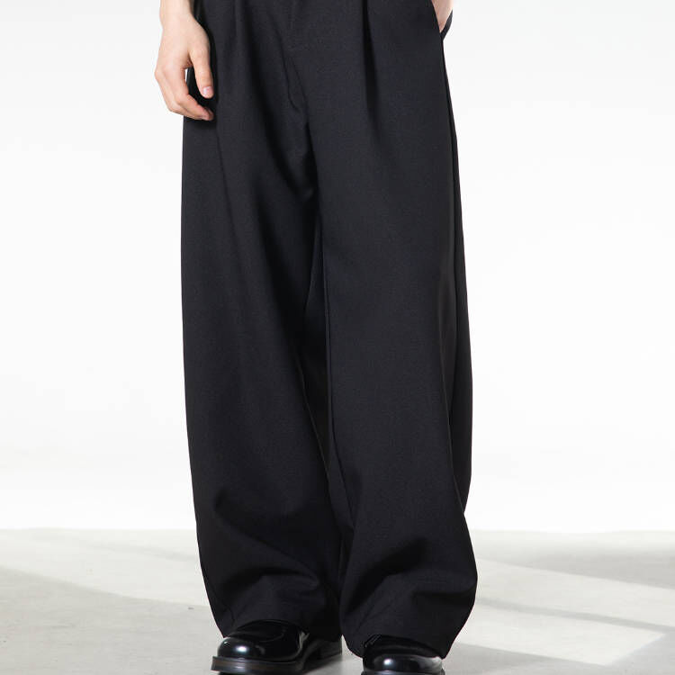 特殊設計復古老錢風垂感立體打褶西裝褲