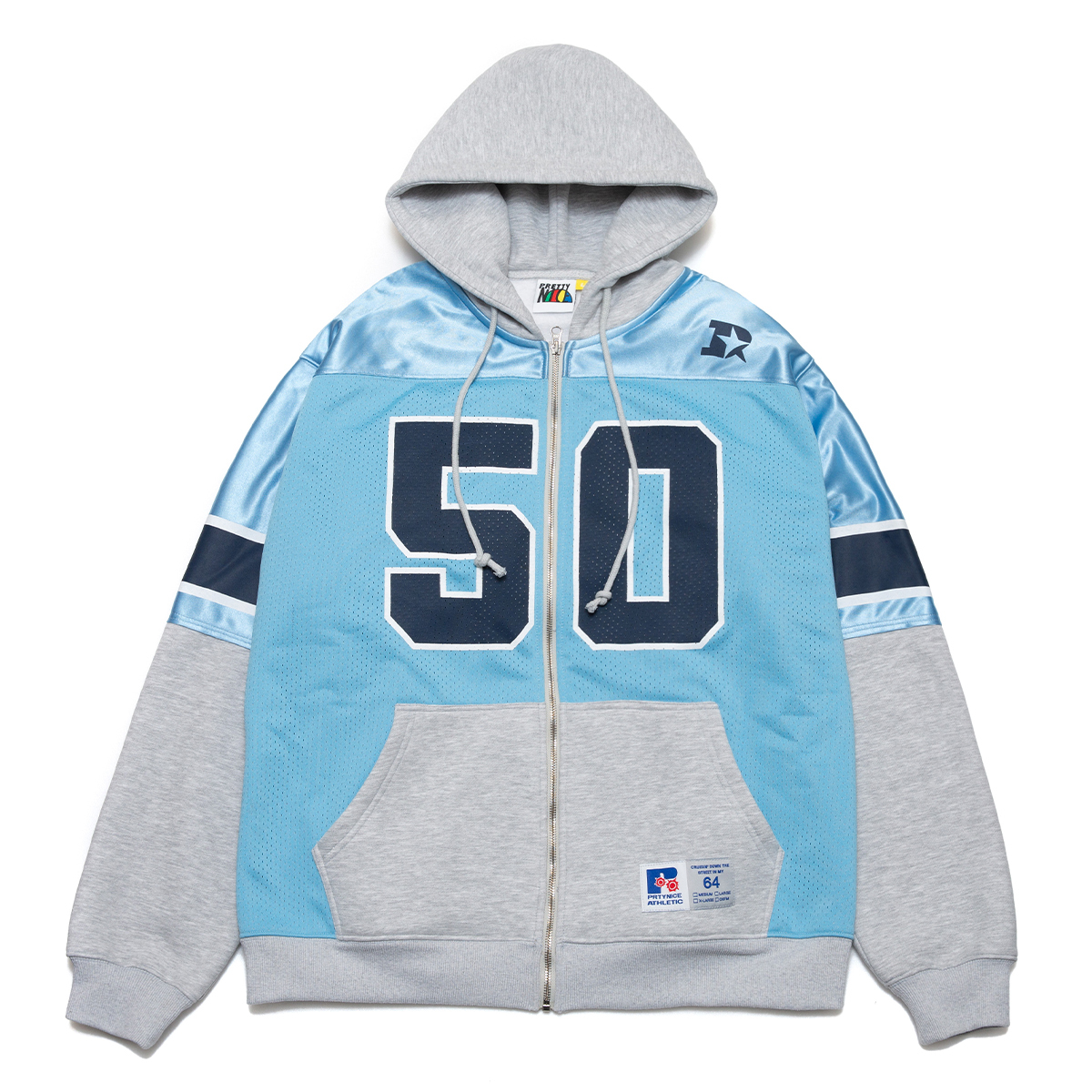 PRETTYNICE｜50/50 Spliced Jersey Zip Hoodie (Ash)