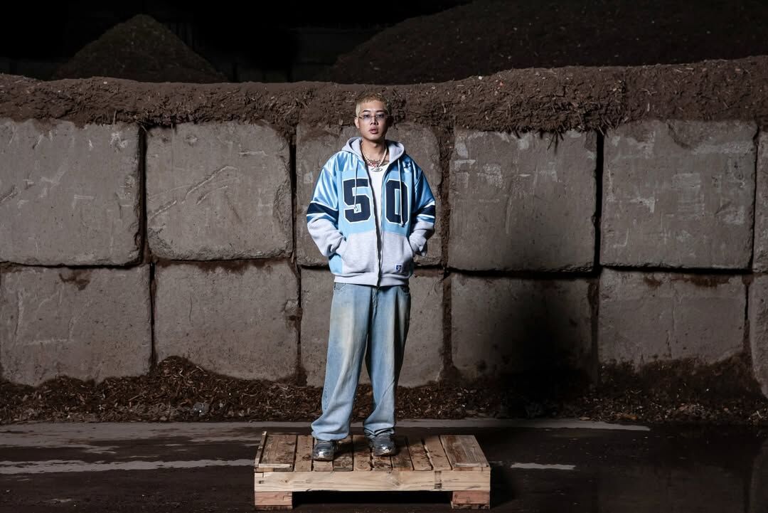 PRETTYNICE｜50/50 Spliced Jersey Zip Hoodie (Ash)